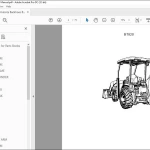 Kubota Backhoes BT820 Parts Manual - PDF DOWNLOAD