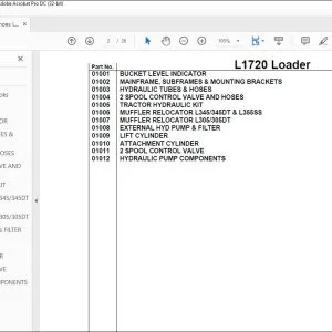 Kubota Backhoes L1720 Parts Manual - PDF DOWNLOAD