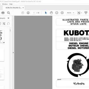 Kubota D1105-BB-EC-1 • D1105-BBS-EC-1 Diesel Engine Parts List Manual - PDF DOWNLOAD
