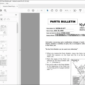 Kubota Diesel Engine V1505 Parts Bulletin - PDF DOWNLOAD