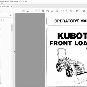 Kubota Front Loader LA434 Opertor's Manual - PDF DOWNLOAD