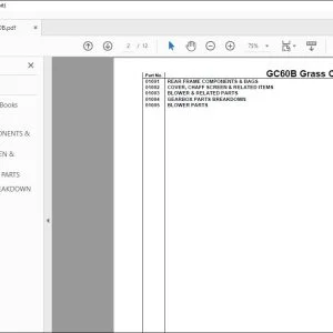Kubota GC60B Grass Catcher Parts Book Manual - PDF DOWNLOAD