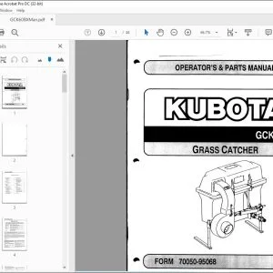 Kubota GCK60-BX Grass Catcher Operator's & Parts Manual 70050-95068 - PDF DOWNLOAD