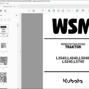 Kubota L3540,L4240,L5040,L5240,L5740 TRAKTOR WERKSTATTANLEITUNG - PDF DOWNLOAD (GERMAN)