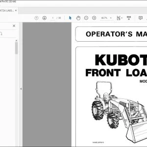 Kubota LA514 LA724 LA854 Front Loader Operator's Manual - PDF DOWNLOAD