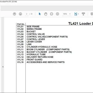 Kubota Loaders-Buckets TL421 Parts Manual - PDF DOWNLOAD