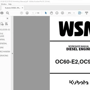 Kubota OC60-E2,OC95-E2 Diesel Engine Workshop Manual - PDF DOWNLOAD