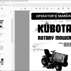 Kubota RC40-G RC44-G RC48-G ROTARY MOWER Operator's Manual - PDF DOWNLOAD