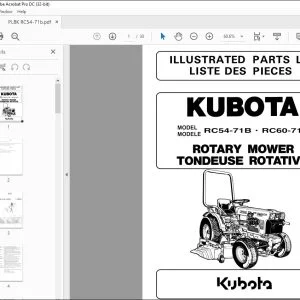 Kubota RC54-71B.RC60-71B Rotary Mower Parts List Manual - PDF DOWNLOAD