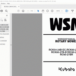 Kubota RCK54-24B-EC,RCK60-24B-EC, RCK60-27B-ECRC60-24BR, RC60-27BR ROTARY MOWER Workshop Manual - PDF DOWNLOAD