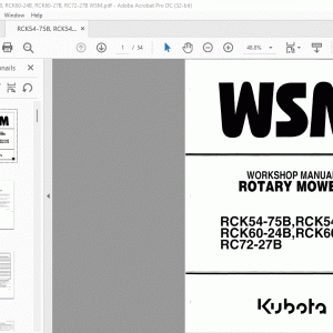 Kubota RCK54-75B,RCK54-248 RCK60-24B,RCK60-278 RC72-27B ROTARY MOWER Workshop Manual - PDF DOWNLOAD