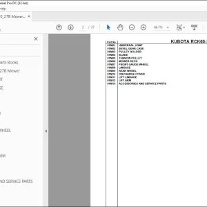 Kubota RCK60-27B Mower Parts Books Manual - PDF DOWNLOAD