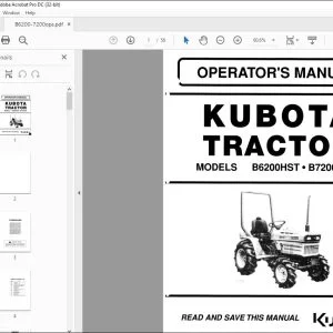 Kubota Tractor B6200HST B7200HST Operator's Manual - PDF DOWNLOAD
