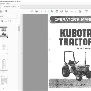 Kubota Tractor B8200 Operator's Manual - PDF DOWNLOAD