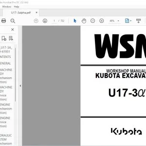 Kubota U17-3α Excavator Workshop Manual - PDF DOWNLOAD