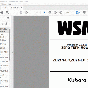 Kubota ZD21N-EC,ZD21-EC,ZD28-EC ZERO TURN MOWER WORKSHOP MANUAL - PDF DOWNLOAD