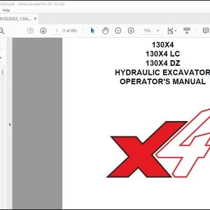 Linkbelt 130X4 130X4 LC 130X4 DZ Hydraulic Excavator Operator's Manual 130X4-OM-LXG-07 - PDF DOWNLOAD