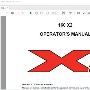 Linkbelt 160 X2 Excavator Operator's Manual 2104 - PDF DOWNLOAD