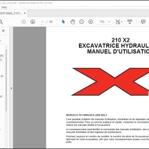 Linkbelt 210 X2 EXCAVATRICE HYDRAULIQUE MANUEL D'UTILISATION 2101  - PDF DOWNLOAD (French)