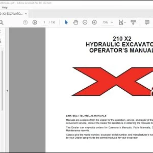 Linkbelt 210 X2 Hydraulic Excavator Operator's Manual 2101 - PDF DOWNLOAD