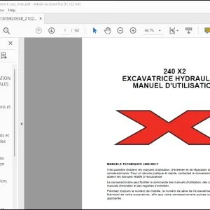 Linkbelt 240 X2 EXCAVATRICE HYDRAULIQUE MANUEL D'UTILISATION 2102 - PDF DOWNLOAD (French)