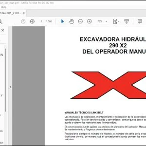 Linkbelt 290 X2 EXCAVADORA HIDRÁULICA OPERADOR MANUAL - PDF DOWNLOAD (Spanish)