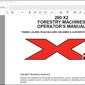 Linkbelt 290 X2 Forestry Machines Operator's Manual - PDF DOWNLOAD