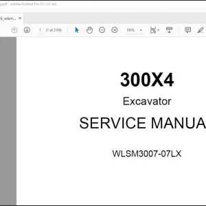 Linkbelt 300X4 Excavator Service Manual WLSM3007-07LX - PDF DOWNLOAD