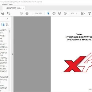 Linkbelt 300X4 Hydraulic Excavator Operator's Manual 300X4-OM-LXG-10 - PDF DOWNLOAD