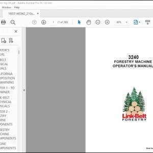 Linkbelt 3240 Forestry Machine Operator's Manual 210X4-TL-OM-LXG-04 - PDF DOWNLOAD