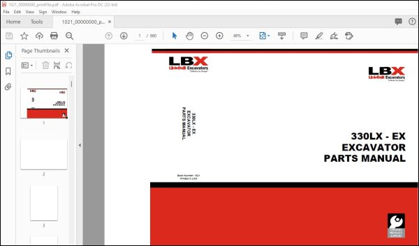 Linkbelt 330LX Excavator Parts Manual 1021 - PDF DOWNLOAD ...