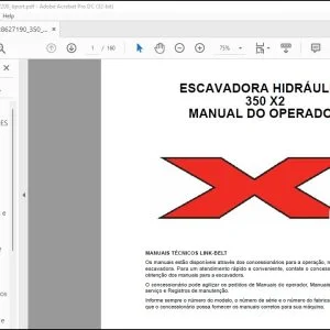 Linkbelt 350 X2 ESCAVADORA HIDRÁULICA MANUAL DO OPERADOR 2108 - PDF DOWNLOAD (Portuguese)