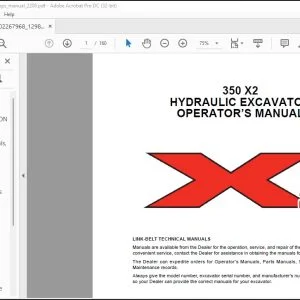 Linkbelt 350 X2 Hydraulic Excavator Operator's Manual 2108 - PDF DOWNLOAD
