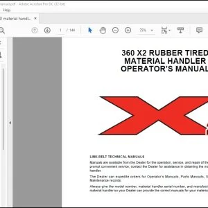 Linkbelt 360 X2 Rubber Tired Material Handler Operator's Manual - PDF DOWNLOAD