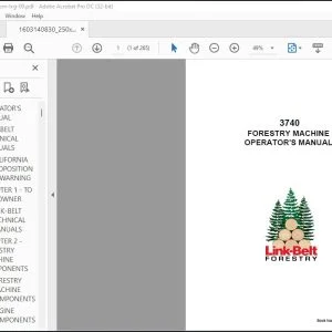 Linkbelt 3740 Forestry Machine Operator's Manual 250X4-TL-OM-LXG-09 - PDF DOWNLOAD