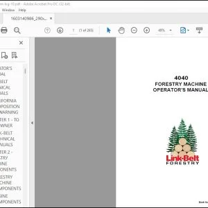 Linkbelt 4040 Forestry Machine Operator's Manual 290X4-TL-OM-LXG-10 - PDF DOWNLOAD