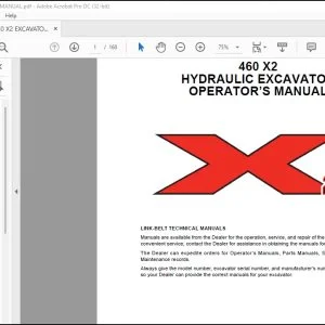 Linkbelt 460 X2 Hydraulic Excavator Operator's Manual 2109 - PDF DOWNLOAD