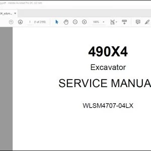 Linkbelt 490X4 Excavator Service Manual WLSM4707-04LX - PDF DOWNLOAD