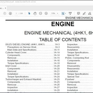 Linkbelt 4HK1, 6HK1 Tier III Engine Mechanical Workshop Manual - PDF DOWNLOAD