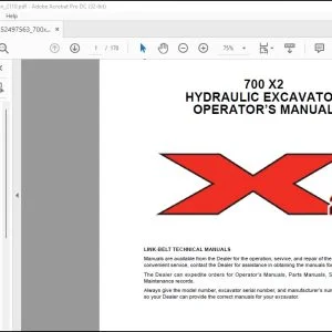 Linkbelt 700 X2 Hydraulic Excavator Operator's Manual 2110 - PDF DOWNLOAD