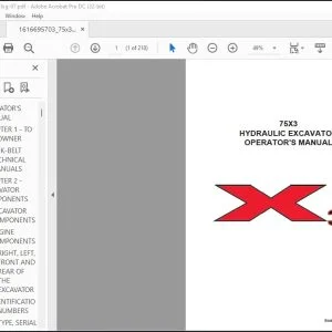 Linkbelt 75X3 Hydraulic Excavator Operator's Manual 75X3-OM-LXG-07 - PDF DOWNLOAD