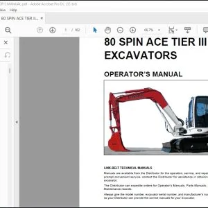 Linkbelt 80 Spin Ace Tier III Excavators Operator's Manual - PDF DOWNLOAD