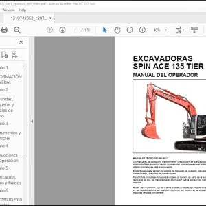Linkbelt EXCAVADORAS SPIN ACE 135 TIER III MANUAL DEL OPERADOR - PDF DOWNLOAD (Spanish)
