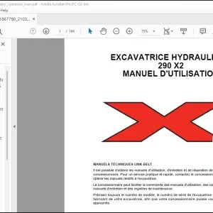 Linkbelt EXCAVATRICE HYDRAULIQUE 290 X2 MANUEL D'UTILISATION 2103 - PDF DOWNLOAD (French)