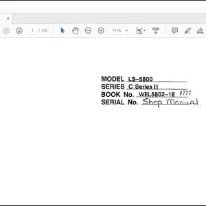 Linkbelt LS-5800 C Series II Excavator Shop Manual 777 - PDF DOWNLOAD