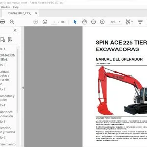 Linkbelt SPIN ACE 225 TIER III EXCAVADORAS MANUAL DEL OPERADOR 1208 - PDF DOWNLOAD (Spanish)