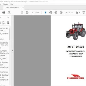 McCormick Tractor X6 VT-DRIVE WERKSTATT-HANDBUCH 6629802A1 - PDF DOWNLOAD