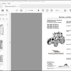 McCormick Tractor X6.420 VT-Drive X6.430 VT-Drive X6.440 VT-Drive Betriebs- und Wartungsanleitung - PDF DOWNLOAD