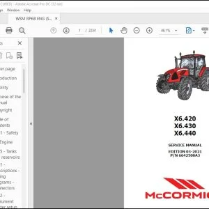 McCormick Tractor X6.420 X6.430 X6.440 Service Manual 6642500A3 - PDF DOWNLOAD
