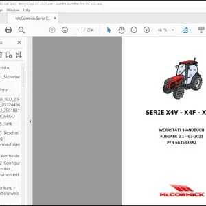 McCormick Tractors SERIE X4V X4F X4XL WERKSTATT-HANDBUCH 6635333A2 - PDF DOWNLOAD